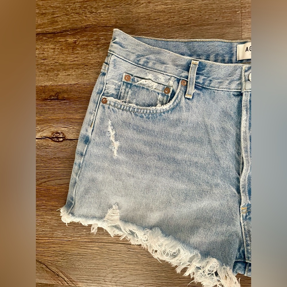 Agolde Shorts Women's 32 Blue Distressed Daisy Dukes Jorts Jean Denim Boho - Picture 6 of 7